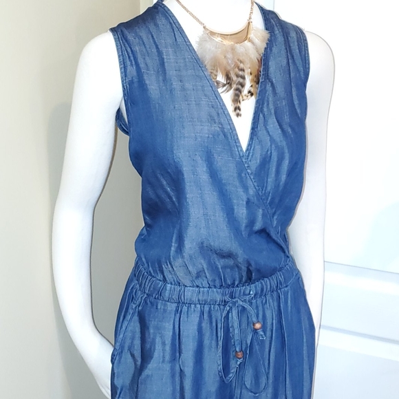 easel Pants & Jumpsuits Nwot Easel Chambray Sleeveless Jumpsuit